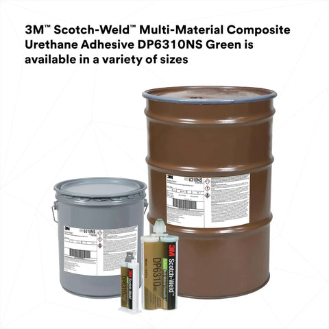 Composite urethane adhesive DP6310NS, green two-part non-sag paste 48.5 mL Duo-Pak with larger containers