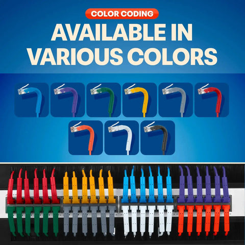 Color options for Green 0.5 Foot Cat6a Patch Cables 10 Pack Ultra Thin Bendable Ethernet Cables shown with examples in multiple shades.