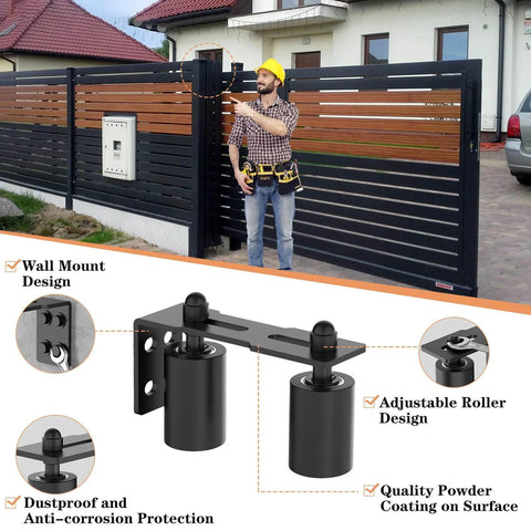 Beefy Sliding Gate Roller Guide Kit With Heavy Duty Steel L Bracket And Adjustable 3 Inch Nylon Wheel Support for gates