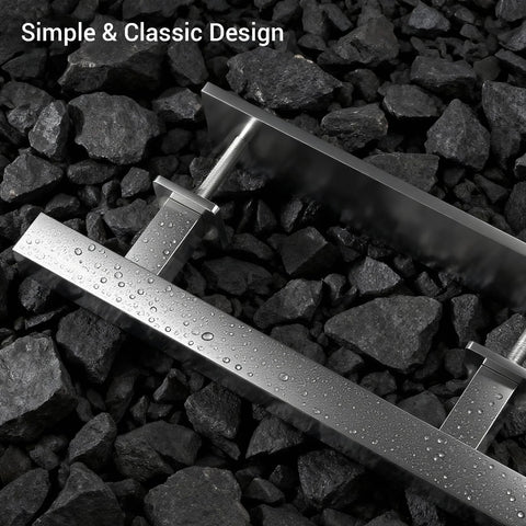 Stainless Steel Barn Door Handles 10 Inch Sliding Door Pull Flush Handle Double Sided Square Brushed Finish on black stones