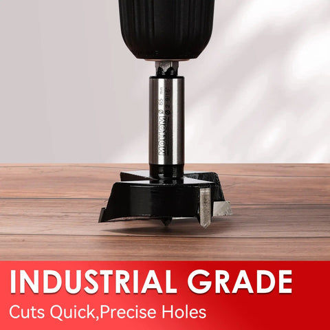 Pro Grade Forstner Drill Bit Eleven Sixteenth Inch 17.5mm YG8 Carbide 91HRA Heavy Duty Precision Cutter on wooden surface