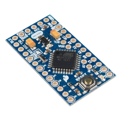 3.3V 8MHz Pro Mini ATmega328 Development Board For Arduino With No USB On Board, showing ATmega328 chip and connection pins.