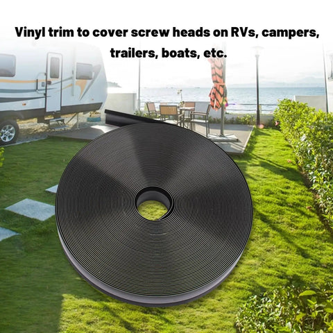 1 Inch Black Vinyl RV Exterior Trim Molding Screw Cover Roll for Boats Campers Travel Trailers and Recreational Vehicles