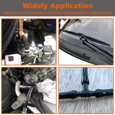 MINIMARU 119pcs heat-resistant nylon vacuum connector kit, 14 sizes, black; automotive hoses and engine bay.