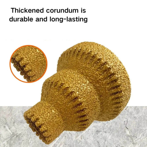 Diamond Core Stepped Pagoda Drill Bit With M10 Thread For Metal And Wood Enlarge Holes With Precise Beveling Chamfer Pro Grade Multi Layer Conical Hole Opener Countersink Drill Bit For Enlarging Holes Brazed Step Reaming Golden Finish, shown in close-up