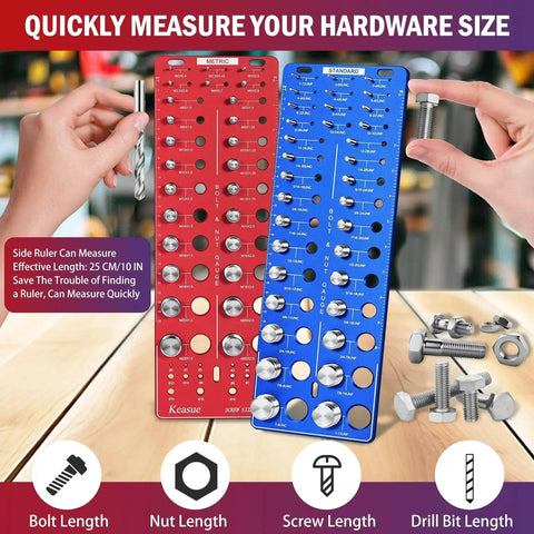 76 Piece Thread Checker Gauge Set Featuring 34 Standard And 26 Metric Thread Sizes Plus 16 Screw Size Gauges Aluminum Plate In Use