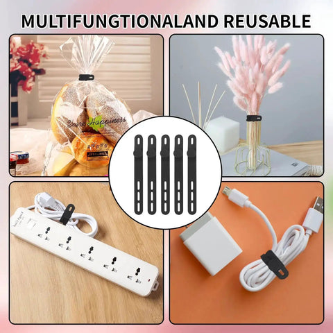 25 Pack Reusable Silicone Cable Ties Ultra Flexible Cord Wraps for Electrical Cords Phone Chargers Earphones USB Cables