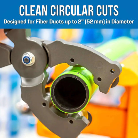 Close-up of Rotary Duct And Tube Cutter For Large HDPE Ducts And Fiber Optic Lines Cuts 36 To 52 Millimeters With A Two Inch Maximum