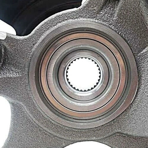 Close-up of wheel bearing from 2 Piece Front Wheel Bearing Hub Steering Knuckle Assembly Kit For 2001 2004 Ford Escape And 2001 2004 Mazda Tribute Left And Right Front Direct Replacement With Knuckles Bearings Hubs Axle Nuts Backing Plates