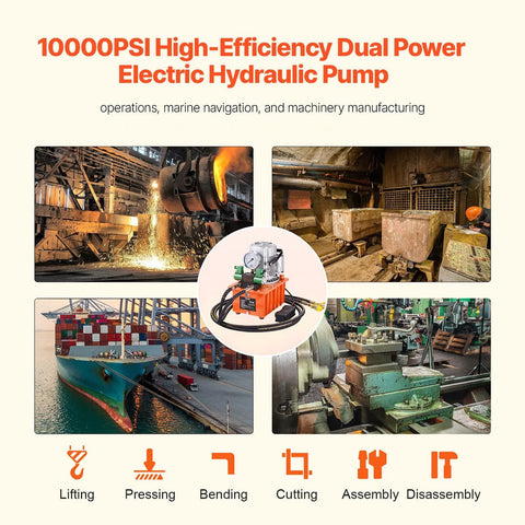 VEVOR 10000 PSI hydraulic electric pump with 750W copper power engine and 8L hydraulic power pack