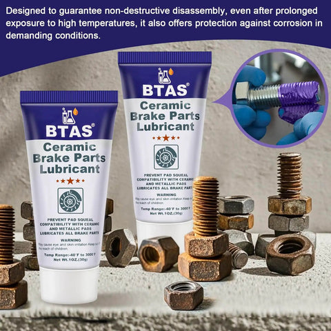 Pro Grade High Temp Brake Caliper Grease For Disc Brakes, 2 Pack 1oz Each with nuts and bolts, synthetic silicone ceramic lubricant