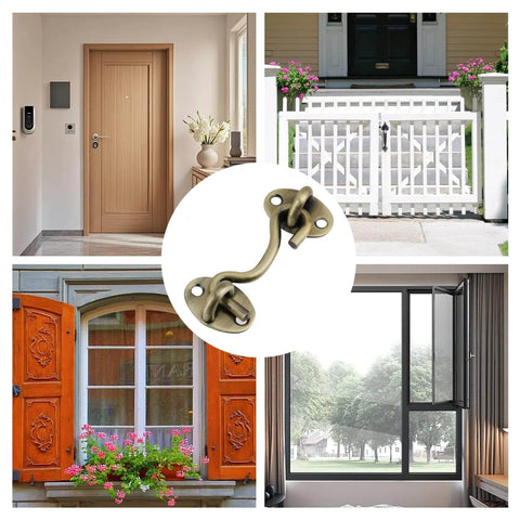 No-Fuss Privacy Hook And Eye Latch Set, 3.74 Inch Stainless Steel Gate Latch with Mounting Screws, Antique Bronze Finish, 2 Pack