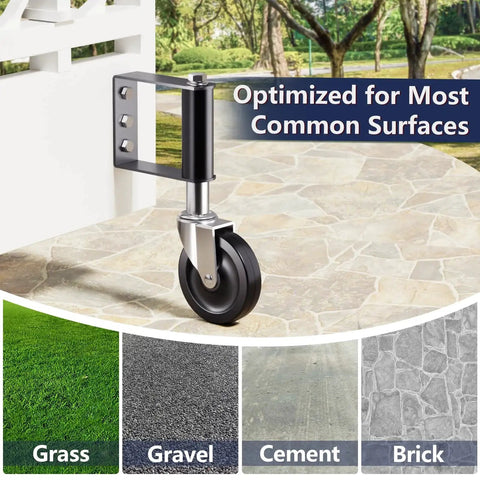 Hidden Spring Gate Wheels For Wooden Gates Heavy Duty Gate Casters With Spring Loaded Shock Absorber 4 Inch Black Wheels