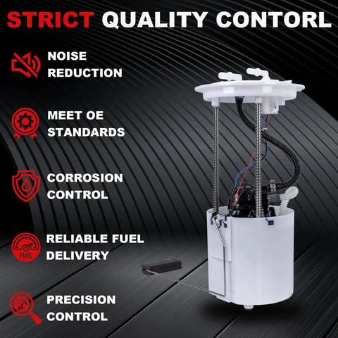 Electric Fuel Pump With Sending Unit For 2010 To 2012 Ford Escape And 2010 To 2011 Mercury Mariner And 2010 To 2011 Mazda Tribute V6 3 0L Replacement E2554M Does Not Include Pressure Regulator Plug And Play Direct Fit with noise reduction features displayed.