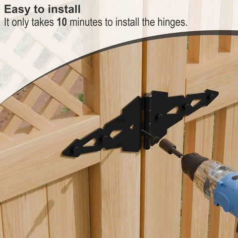 8 Inch Heavy Duty Gate Hinge For Wooden Doors And Fences, Steel With Black Finish, 50 Lb Working Load installation