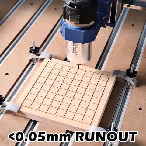 Powerful 710W CNC Spindle Router For 3020 And Larger Machines, 65mm Diameter With LCD Display, shown in milling operation.