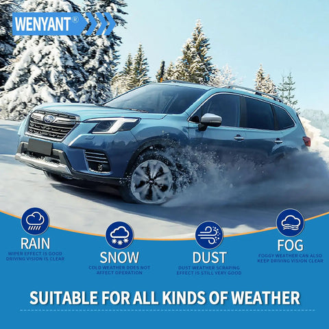 Front Windshield Wiper Blades 26 Inch And 16 Inch Compatible With Honda CR V 2012 2016 Replacement Set Of 3 OEM Quality Easy Install Universal Fit For Most Vehicles in snowy conditions on a Subaru.