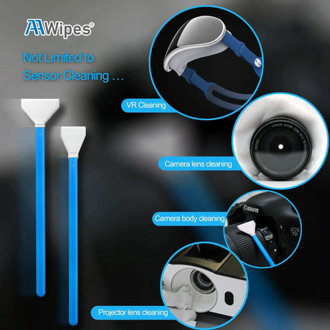 Image showing Sensor Cleaning Swabs for APS-C Cameras 16 Mm Head 20 Pack with applications for VR, camera, and projector lens cleaning.