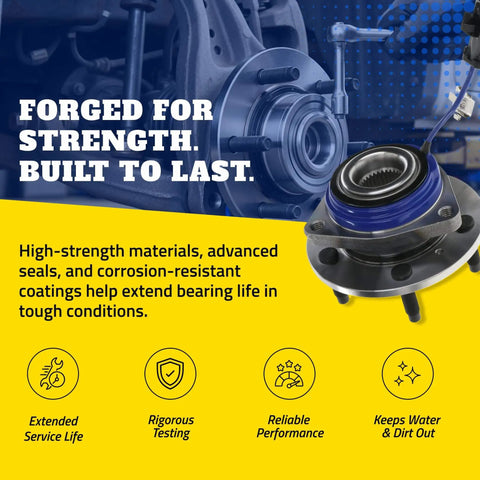 Single Front or Rear Wheel Hub & Bearing Assembly for Chevrolet Impala with Precision Fit Direct Replacement and ABS Grommet