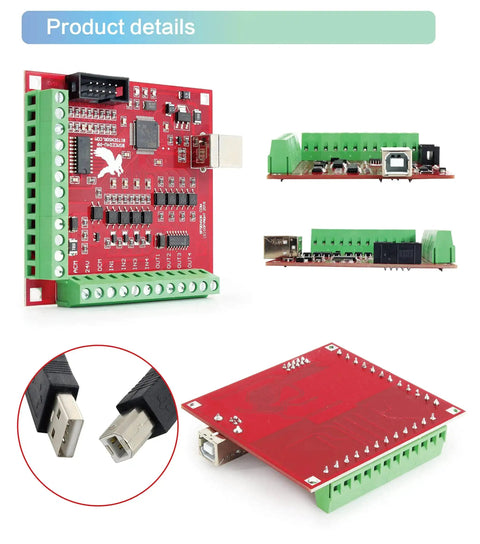 4 Axis USB Mach3 CNC Controller Card With 100KHz Plug And Play Breakout Board Red 4 Axis Linkage for CNC Router and Engraving Machine