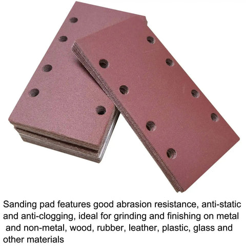 Stack of hook and loop sandpaper sheets for 1/3 sheet sander pack, various grits, for woodworking, metalworking, and paint projects.