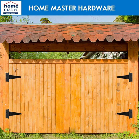 6-Inch T-Strap Heavy-Duty Shed Door Hinges Black Tee Hinge For Wooden Fences Yard Doors Barn Gates Installed View