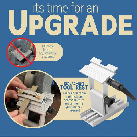 Adjustable Tool Rest Sharpening Jig For 6 Inch Or 8 Inch Bench Grinders And Sanders with pivoting miter slide in use
