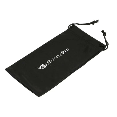Black SunnyPro sunglasses pouch with drawstring closure.