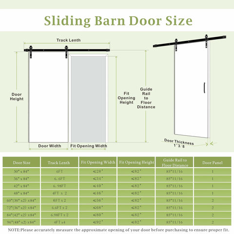 Diagram of 72 Inch Double Sliding Barn Door With Shelf Style, 84 Inch Tall, Primed MDF Build, Two 36 Inch Panels with measurements.