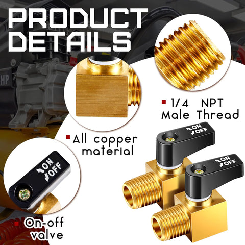 Tondiamo air compressor valve set, brass ball-type drain valves, 1/4 NPT male x female, 2 pieces