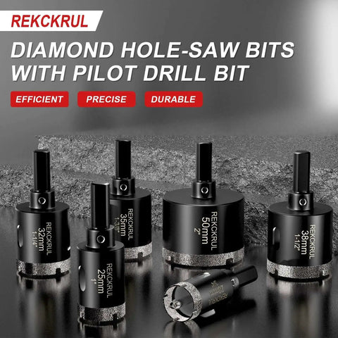 1 Inch Diamond Hole Saw With Pilot Drill Bit By REKCKRUL, 2 Pack Premium Tile Hole Saws For Porcelain Ceramic Granite Marble And Glass
