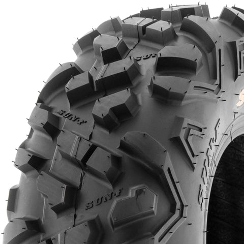 Close-up view of Set Of 2 Power II 19x7-8 ATV UTV Off Road Tires All Terrain 6 Ply Tubeless A051 tread pattern.