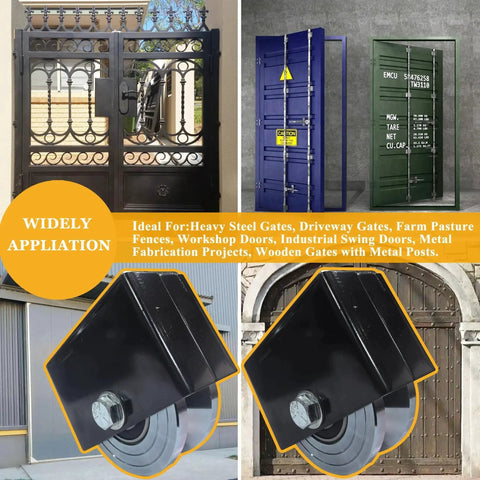 Two Pack 4 Inch V Groove Gate Wheel With Bracket Built For Extreme Load Capacity Up To 6600 Lbs Total Safe Working Load Zinc Plated Roller
