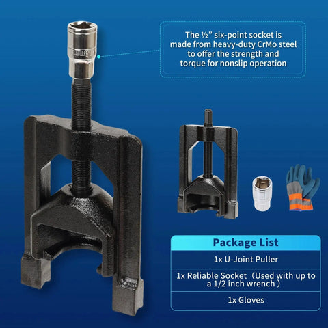 U Joint Puller Universal Joint Extractor For Automotive And Trucks Class 1 3 with socket, gloves, package list