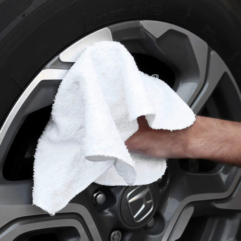 Heavy Duty Terry Cloth Rags For Cleaning, Absorbent Quick Dry Bar Mops, Washable Cotton Blend Wipes used on car wheel