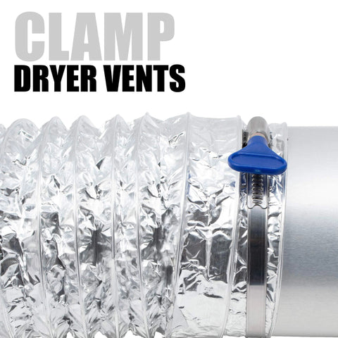 Adjustable Stainless Steel Hose Clamps 5 To 6 Inch With Thumb Screw Key No Tools Needed Easy Turn Clamp Pack Of 5 For Dryer Vent Duct Pipe Dust Collection Automotive And RV Use