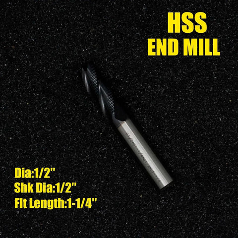 Roughing End Mill HSS Square Nose 4 Flute With Titanium Coating For Metal Milling One Half Inch Shank placed on black surface