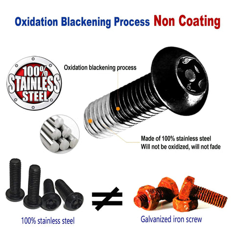 Anti Theft Black License Plate Screws Set For Cars Locking Bolts For Front And Rear Mounting M6 Stainless Steel Features