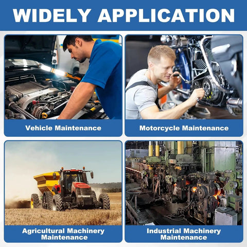 Mechanics working on vehicles and machinery illustrating uses for 55 In 1 Bearing Puller Kit With Inner Hole Three Jaw Puller.