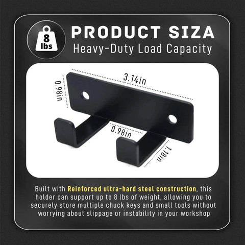 Magnetic Chuck Key Holder 2 Pack for Drill Press Lathe and Milling Machine, Ultra Hard Steel With Teflon Coating, 8 Lbs Capacity.