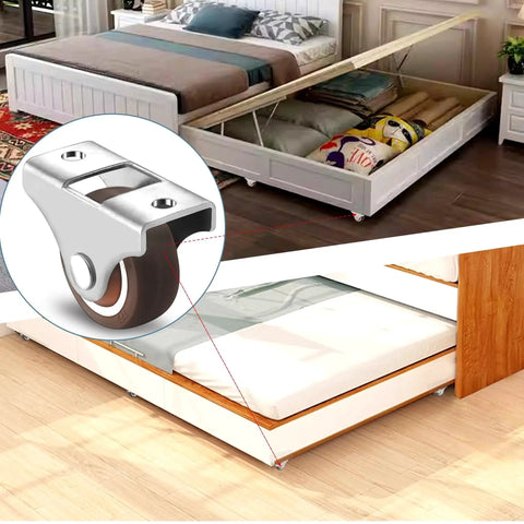 Fixed Caster Wheels Set 4 Pack 1.5 Inch Non Swivel Top Plate Rubber Casters For Small Furniture And Equipment under bed storage