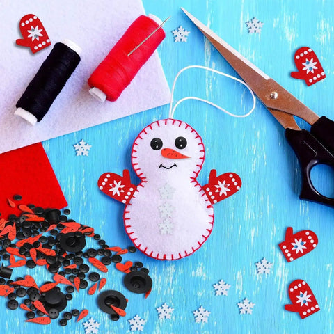 Massive Christmas Craft Button Kit With 450 Pieces Including carrot noses, tiny black buttons, mini plastic top hats, glove buttons.