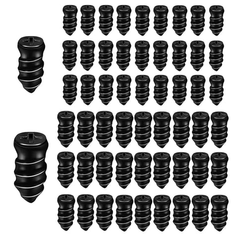 60 Pack Tire Repair Nails Rubber Plugs Self Service Kit for Auto Motorcycle Car Truck Tractor Includes 30 Small 30 Large Plugs In Sizes 5.3x12mm And 6.8x15mm laid out in rows.