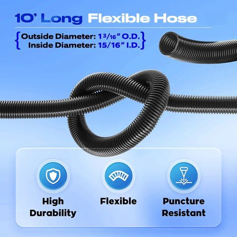 10 Ft Dust Collection Hose Kit For Power Tools And Shop Vacuums With 5 Fittings showing flexible, durable design