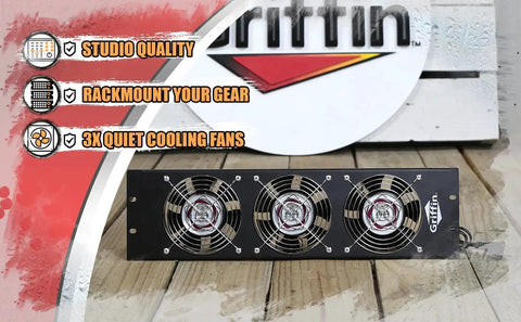 UltraQuiet Edition 3U Rackmount Cooling Fan System With Triple Exhaust Fans For Studio Gear And DJ PA Amps front view