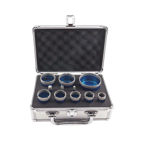 Diamond Core Drill Bit Set For Porcelain Tile Ceramic Marble And Granite Dry Drilling 11 Piece Kit With Triangle Shank Sizes