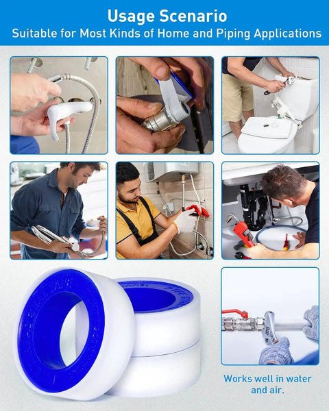 Plumbers Teflon Tape 3 Roll Pack No Leak Seal For Water Pipes And Plumbing Pro Grade High Density Tape Waterproof Durable Seal 390 Inches