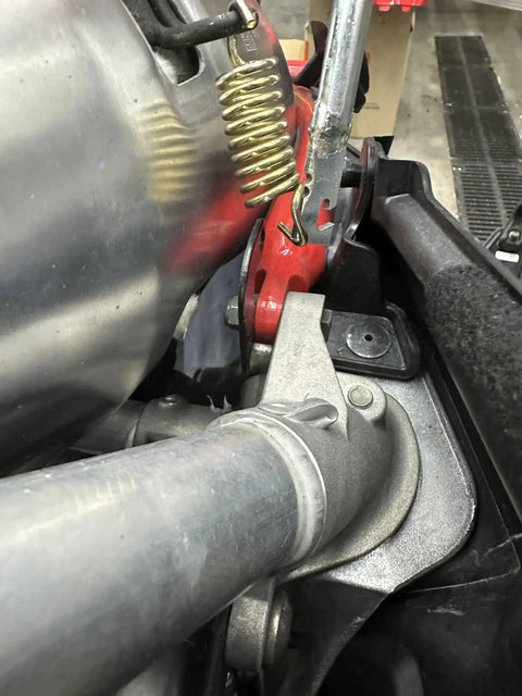 Exhaust Spring Removal Tool For Snowmobiles And Motorcycles Pull Push Twist in use on metallic engine springs