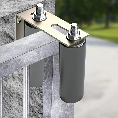 6 Inch Gate Roller Guide With L Bracket Heavy Duty Adjustable Sliding Gate Roller Kit for Sliding Gates, Black Hardware