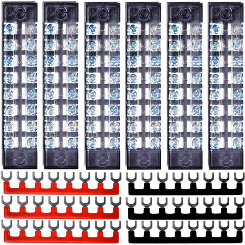 8 Position Terminal Block Kit With Ground Blocks And Screw Terminals, Pluggable Distribution Terminal Blocks With Cover, 12 Pieces Per Pack